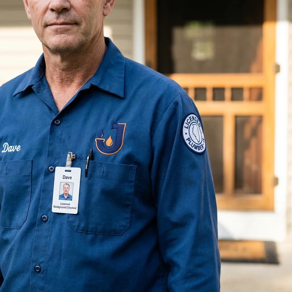 Licensed plumber showing ID badge in Lexington, GA